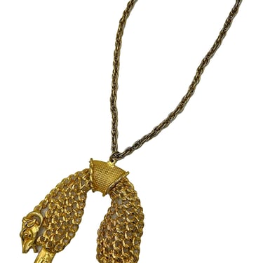 KJL 70s Golden Fleece Ram Pendant Necklace