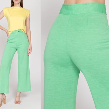 XS-Sm 70s Mint Green High Waisted Flared Pants | Retro Vintage Boho Bell Bottom Trousers 