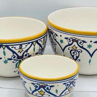 Tabletops Gallery Bianco Italian Pattern Nesting  Mixing Bowl Set - Chip Free 8