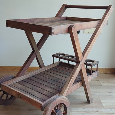 Vintage Wooden Serving Trolley / Wooden Fortable Drinks /Tea Trolley / Vintage Wooden Bar Cart / Home Decor / Yacht Decor /1975's 