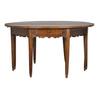 19th Century Country French Provincial Fruitwood Off-Round Farmhouse Table 