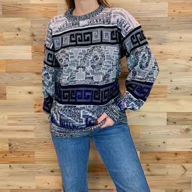 80's Abstract Knit Pullover Sweater 