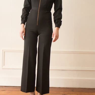 1970s Black Zippered Jumpsuit 