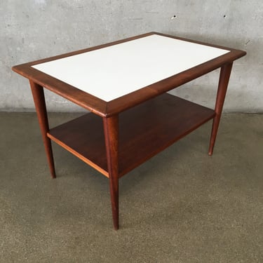 Mid Century Teak &amp; White Formica Tiered Table