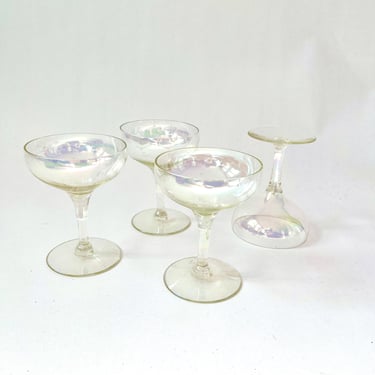 Vintage Iridescent Coupe Cocktail Glasses set of 4 