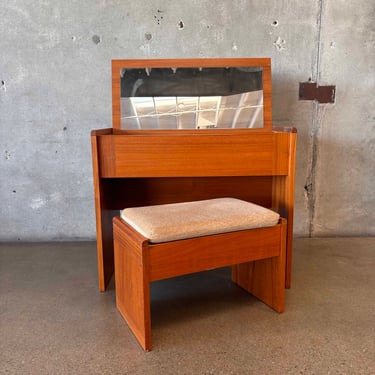 Danish Teak Vanity And Bench