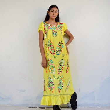 Vintage Hand Embroidered Mexican Dress 