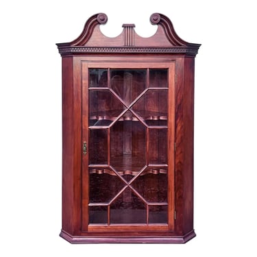 Solid Cherry Georgian Style Hanging Corner Cabinet 