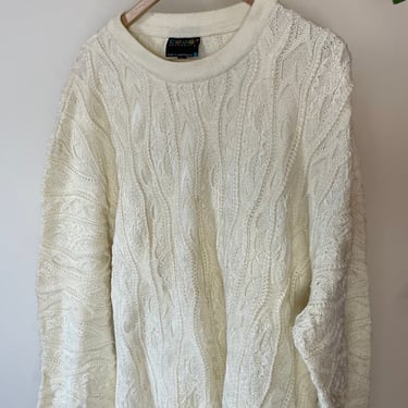 Vintage Coogi Australia Sweater Cream Textured Men’s XL Unisex Women’s Oversized 