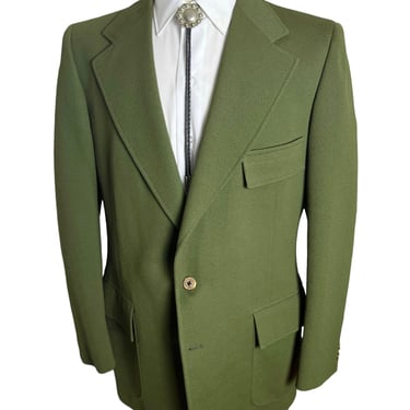 Vintage 1960s/1970s CURLEE CLOTHES Textured Green Sport Coat ~ size 42 Long ~ 70s jacket / blazer ~ Gold Buttons 