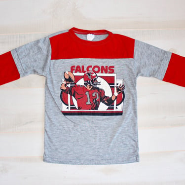Vintage 80s Atlanta Falcons T Shirt, 1980s Football Tee, NFL, Color Block, Single Stitch, Graphic, Sports, Kids, X-Small 