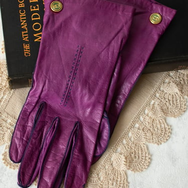 Vintage Purple Leather Christian Dior Gloves