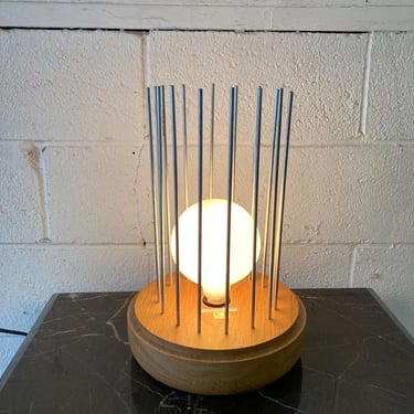 Unique Modern Danish Oak Base Table Lamp 