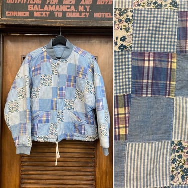 Vintage 1980’s Quilt Patchwork Hip Hop Workwear Bomber Jacket, 80’s Quilt Patchwork, Vintage Hip Hop Bomber, Vintage Clothing 