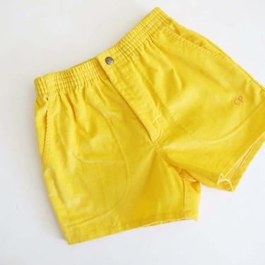Vintage 80s Yellow OP Corduroy Shorts 24-28 XS S - 1980s Ocean Pacific Yellow Surf Cords 