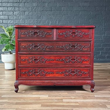 Vintage Asian Oriental Style Cherry Wood Bureau Dresser 