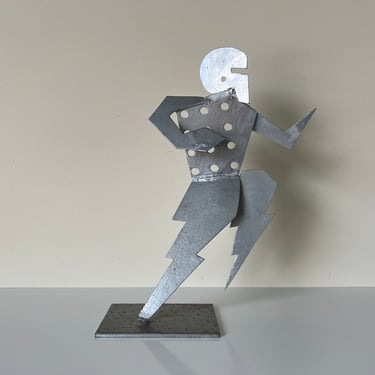 Vintage Metal Football Player Art Sculpture 