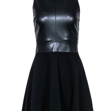 Bailey 44 - Black Faux Leather Bodice Dress Sz M