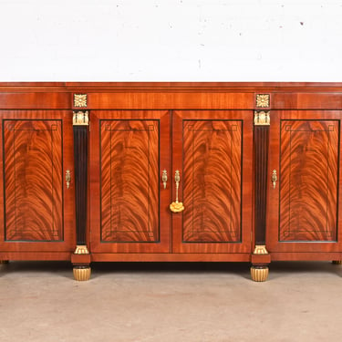 Baker Furniture French Empire Flame Mahogany Sideboard or Bar Cabinet