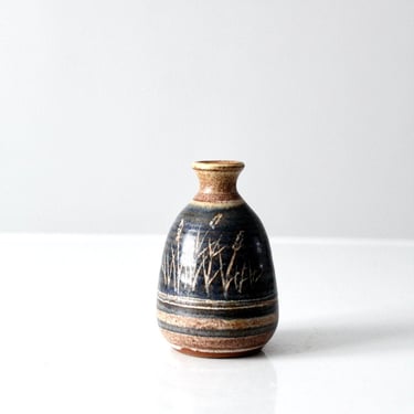 vintage studio pottery bottleneck vase 