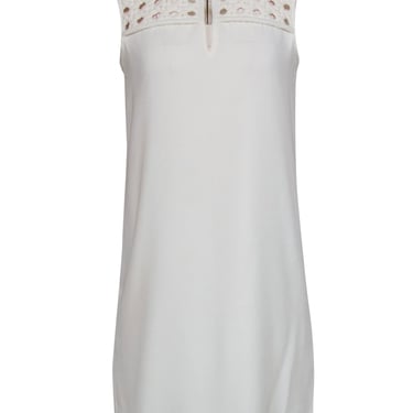 Diane von Furstenberg - Cream Midi Dress w/ Open Weave Detail Sz 6