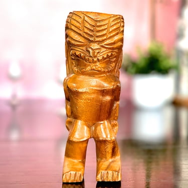 VINTAGE: 8" Wooden Hand Carved Tiki Statue - Home Decor 