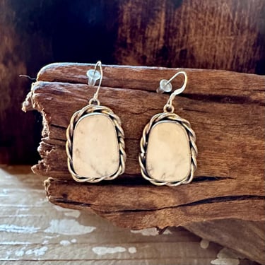 WHITE BUFFALO Sterling Silver Rope Earrings | Statement Dangles | Handmade Navajo | VS Hallmark | Native American Jewelry | Southwestern 