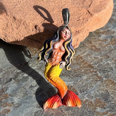 Carlos and Albert Colorful Mermaid Pendant ~ Wearable Art 