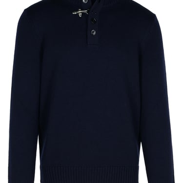 Fay Navy Virgin Wool Turtleneck Sweater Man