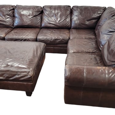 Genuine Leather 3pc Sectional & Ottoman