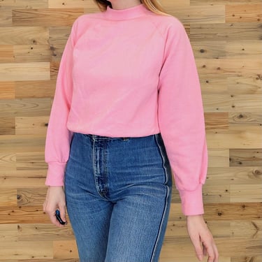 70's Vintage Soft Baby Pink Pullover Raglan Sweatshirt 