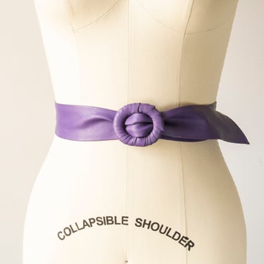 1960s Belt Leather Waist Cinch Adjustable Purple S/M 
