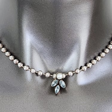 Retired SILPADA Sterling Necklace~Blue Topaz & Pearl with 16