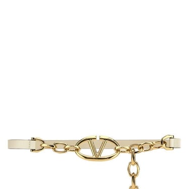 Valentino Garavani Woman Two-Tone Leather And Metal Chain Vlogo Belt