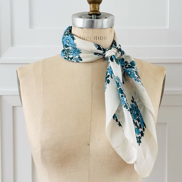 Vintage Scarf Blue Floral Liberty of London Scarf Fruit Square Neckerchief for Hair Tie Vintage Neck Scarf for Handbag Scarf Purse Scarf 