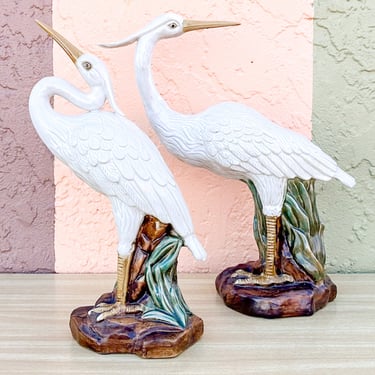 Pair of Ceramic Egret