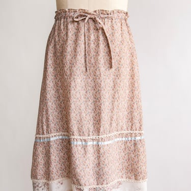 1970s Skirt Floral Cotton Boho M / S 
