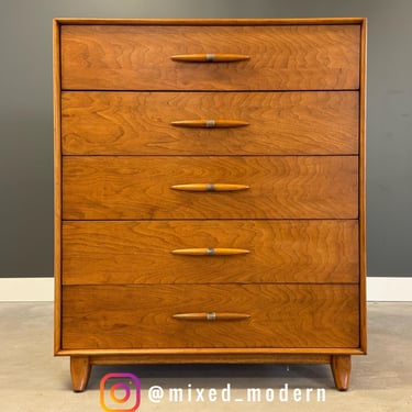 Robsjohn Gibbing Style Walnut Tall Dresser 