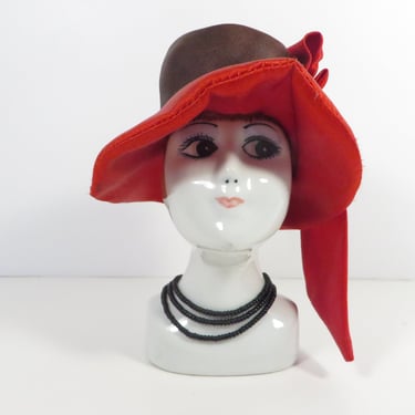 Vintage Porcelain Lady Head with Pin Cushion Hat 