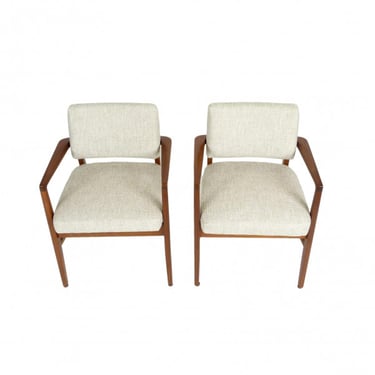 Pair of Walnut Arm Chairs by Risom Marble Co.