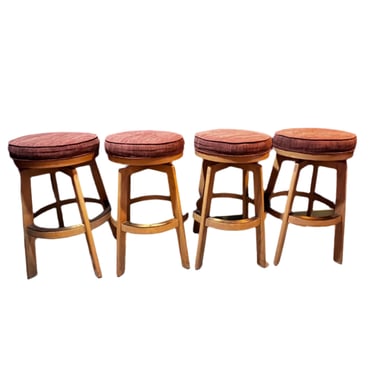 Set of 4 Round Burgundy Swivel Barstools SS262-22