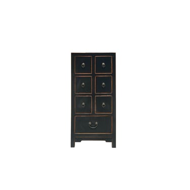 Oriental Black 7 Drawers Slim Narrow Chest Cabinet Stand ws4064E 