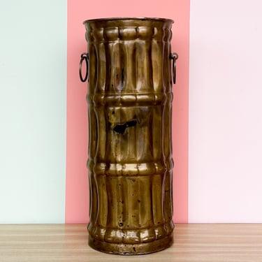 Brass Faux Bamboo Umbrella Stand