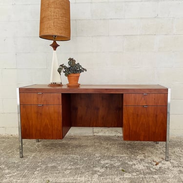 Walnut and Chrome 1960s Desk