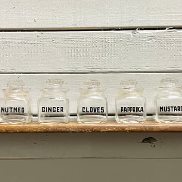 Spice Jar Sold Separately | Nutmeg Ginger Cloves Paprika Mustard | Vintage Apothecary Spice Jar | Clear Glass Jar | Stencil Jar 