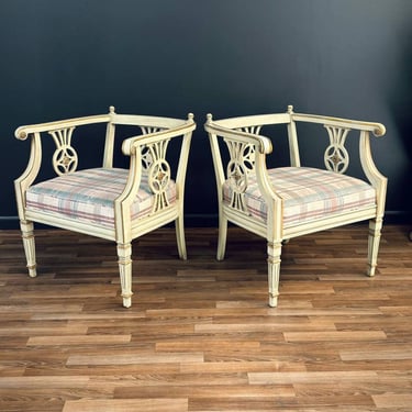Pair of Neoclassical Style Painted Armchairs, c.1960’s 