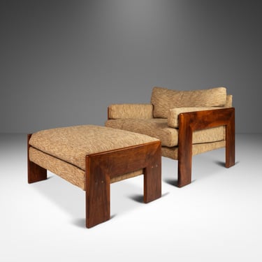 Early Low Profile Lounge Chair & Ottoman Set by Adrian Pearsall for Craft Associates in Original Tweed Fabric, USA, c. 1960s 