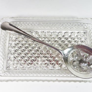 Vintage Crystal Silverplate Cranberry Server - Thanksgiving Cranberry Tray and Server -Cranberry Set 