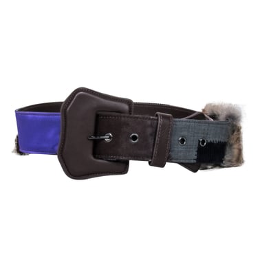 Weekend Max Mara - Brown, black, Purple, & Fur Trim Belt Sz One Size