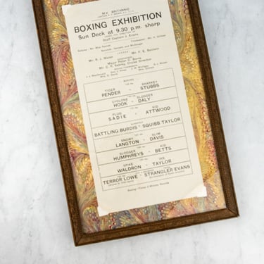Vintage Framed Cunard-White Star (MV Britannic) Boxing Exhibition Program